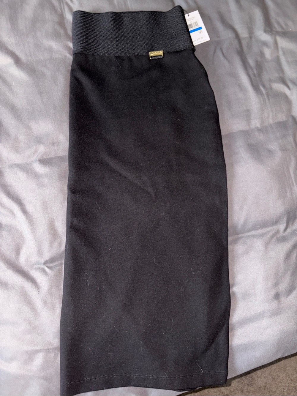 Calvin Klein Black Elastic-Waist Pencil Skirt